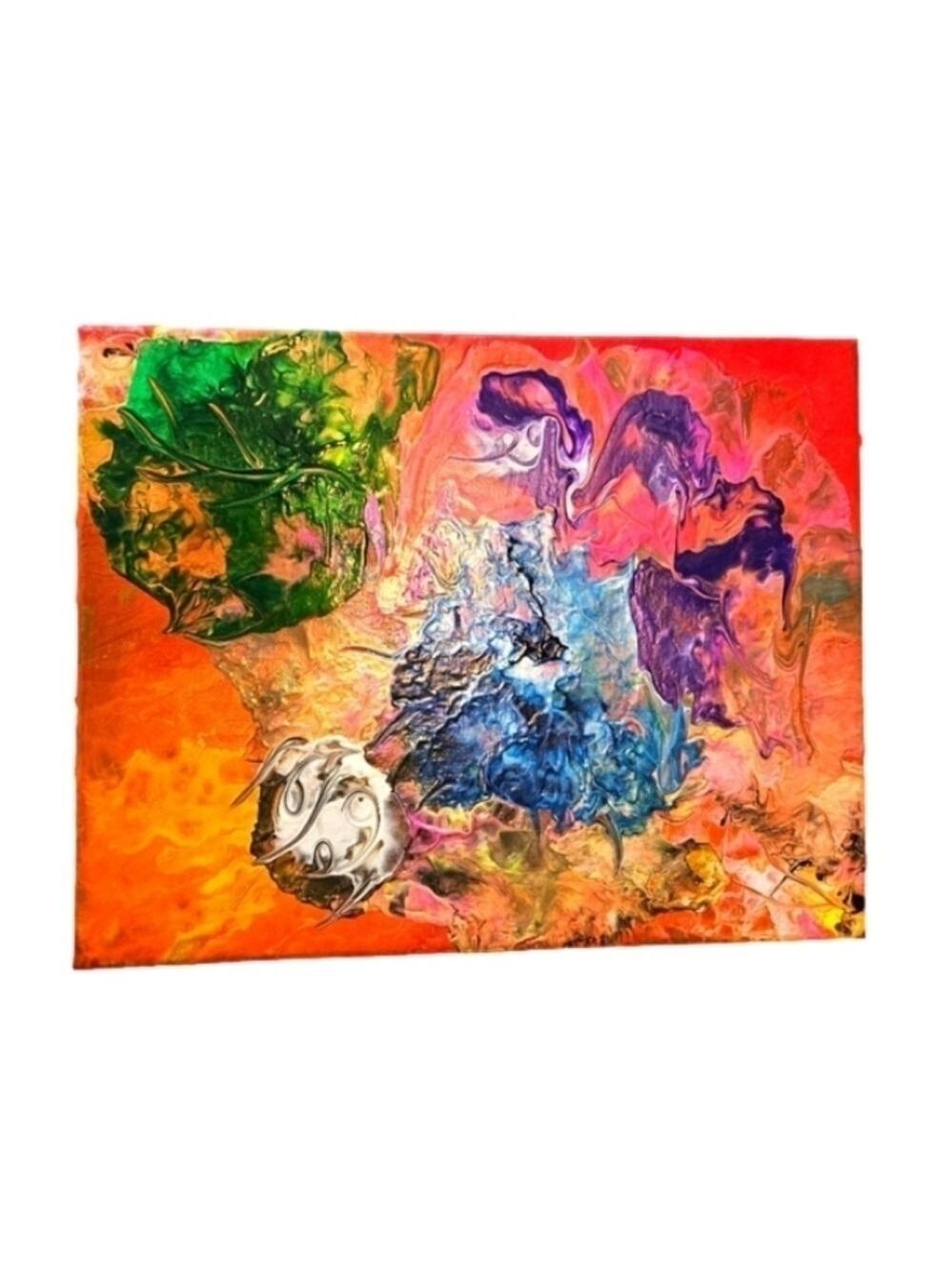 Original Abstract Acrylic Pour Painting Upcycled Canvas Healing Art Wall Decor